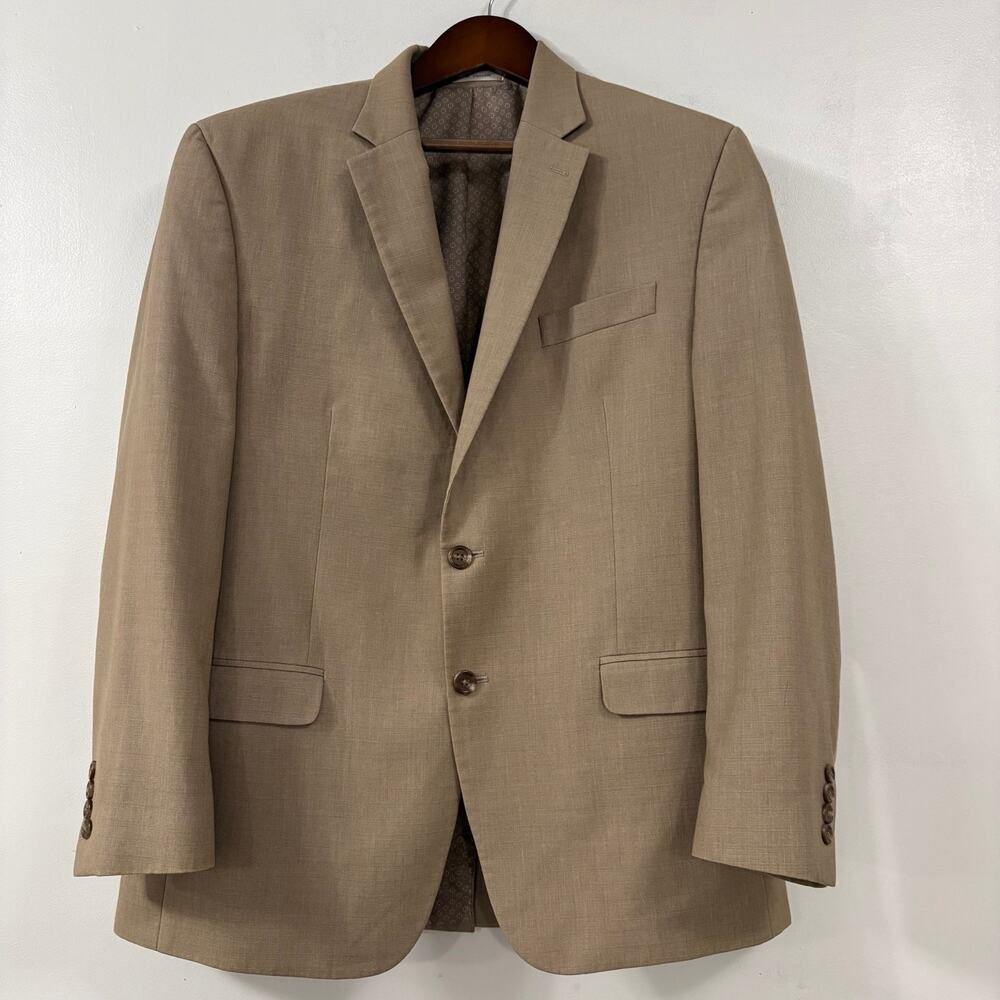 CHAPS Mens 44R Tan Beige Blazer Sport Coat 2 Button Classic Business Casual
